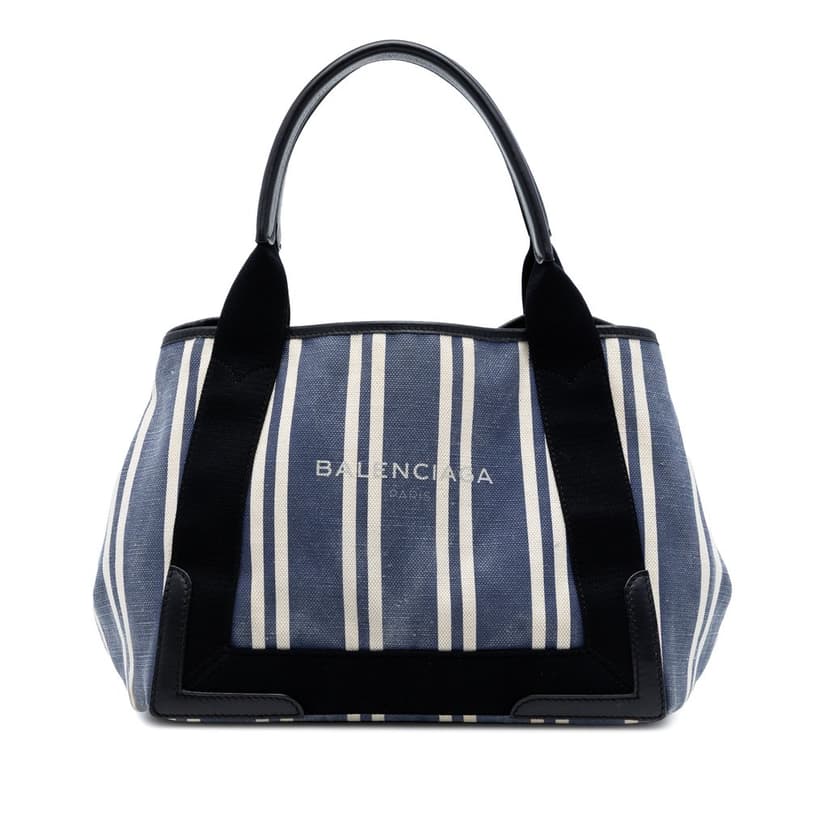 Balenciaga Canvas Striped Navy Cabas S