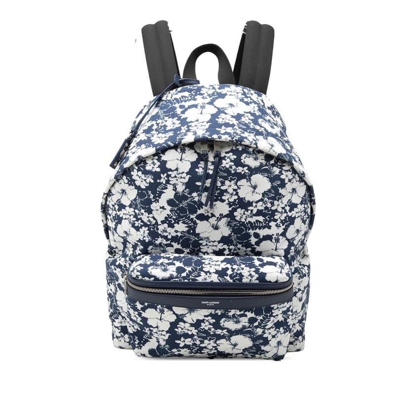 Saint Laurent Canvas Hibiscus Flower City Backpack