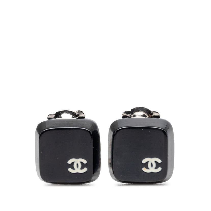 Chanel CC Resin Square Clip On Earrings