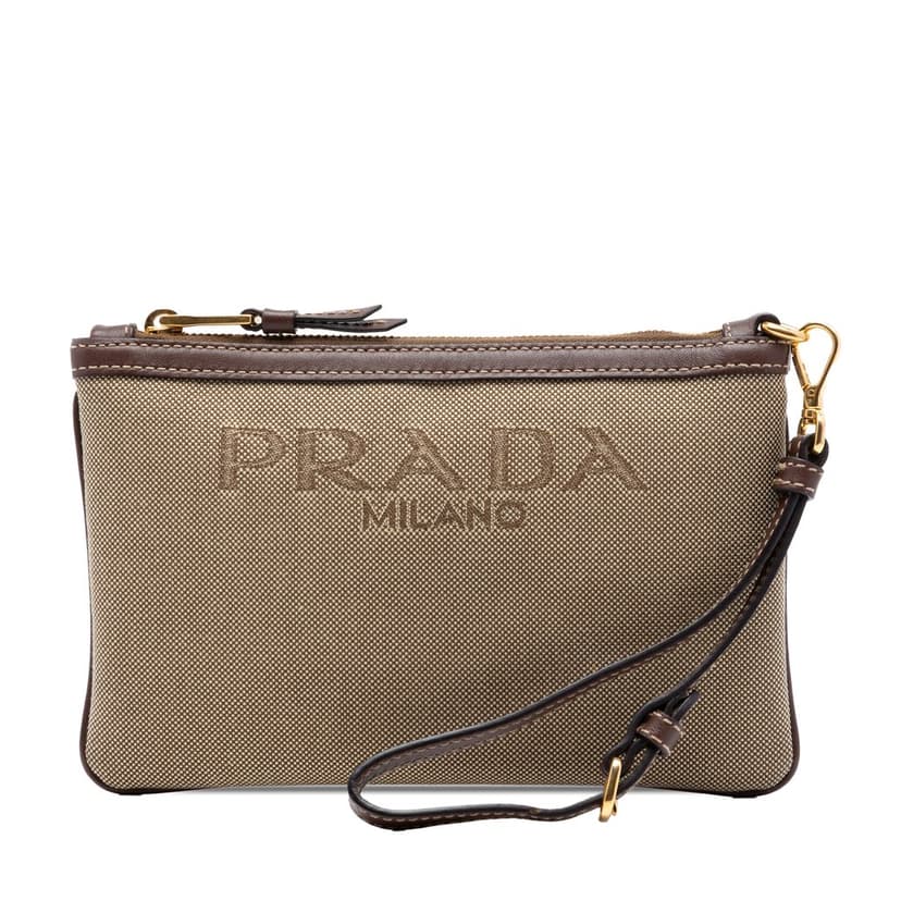 Prada Canvas Canapa Wristlet Clutch
