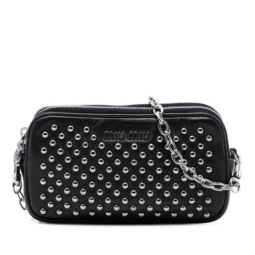 Miu Miu Studded Leather Double Zip Crossbody