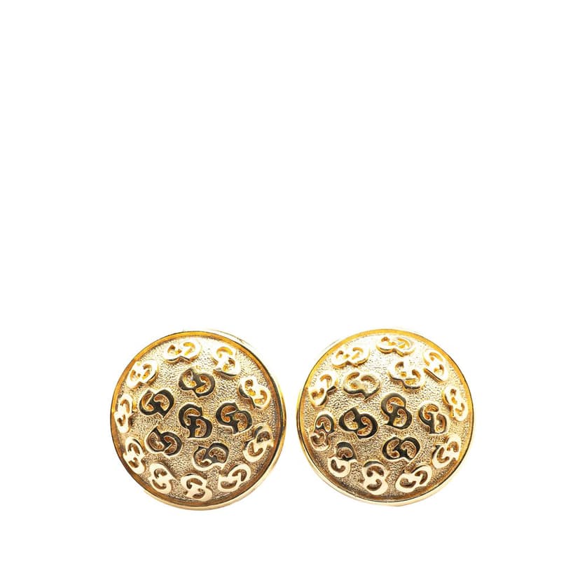 Dior Gold Plated CD Logo Round Clip On Earrings