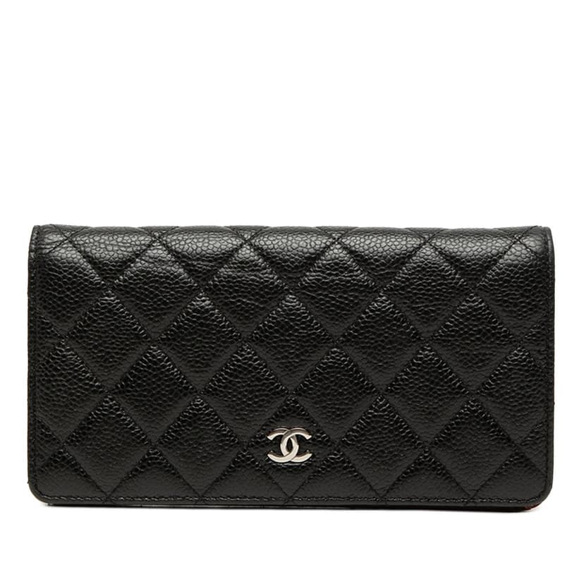Chanel CC Quilted Caviar Yen Long Wallet