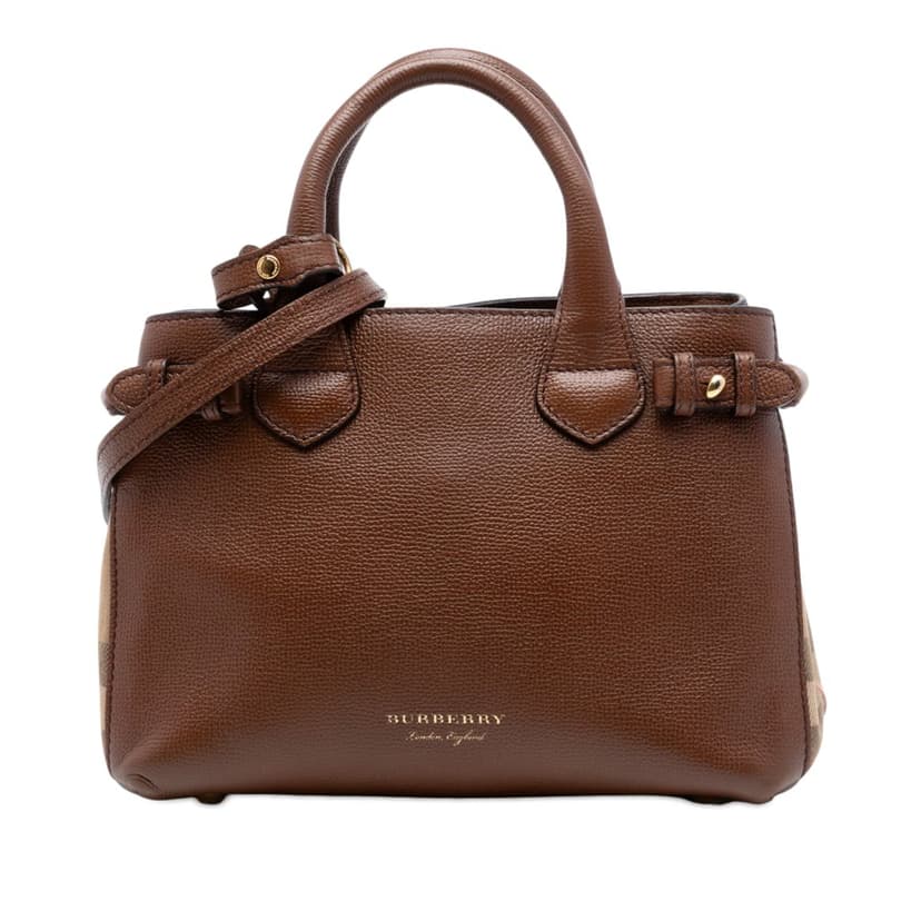 Burberry Small Grainy Calfskin and House Check Banner Satchel
