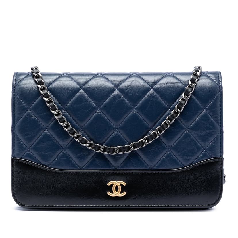 Chanel Bicolor Quilted Aged Calfskin Gabrielle Wallet On Chain