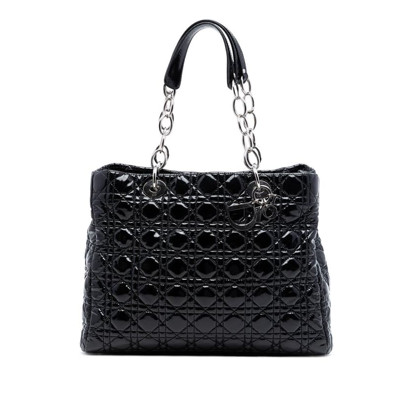 Dior Large Patent Cannage Lady Dior Soft Shopping Tote