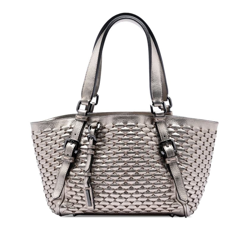 Burberry Metallic Woven Leather Tote