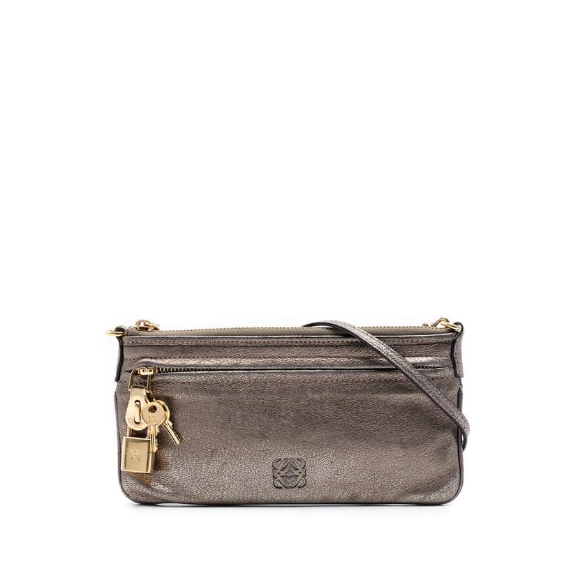 LOEWE Metallic Leather Anagram Crossbody