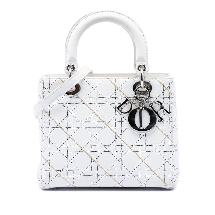 Dior Medium Calfskin Cannage Print Lady Dior