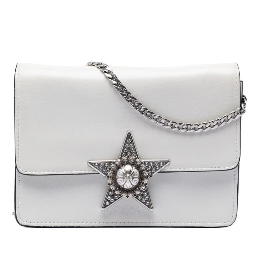 Miu Miu Smooth Leather Star Crystal Embellished Crossbody