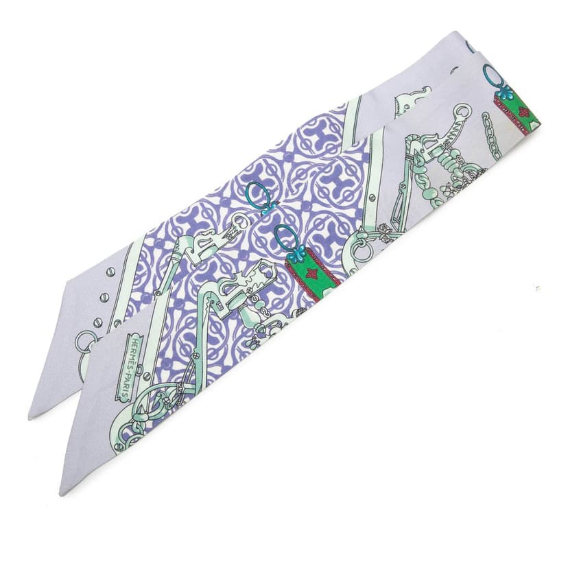Hermès Mors et Gourmettes Remix Silk Twilly Scarf
