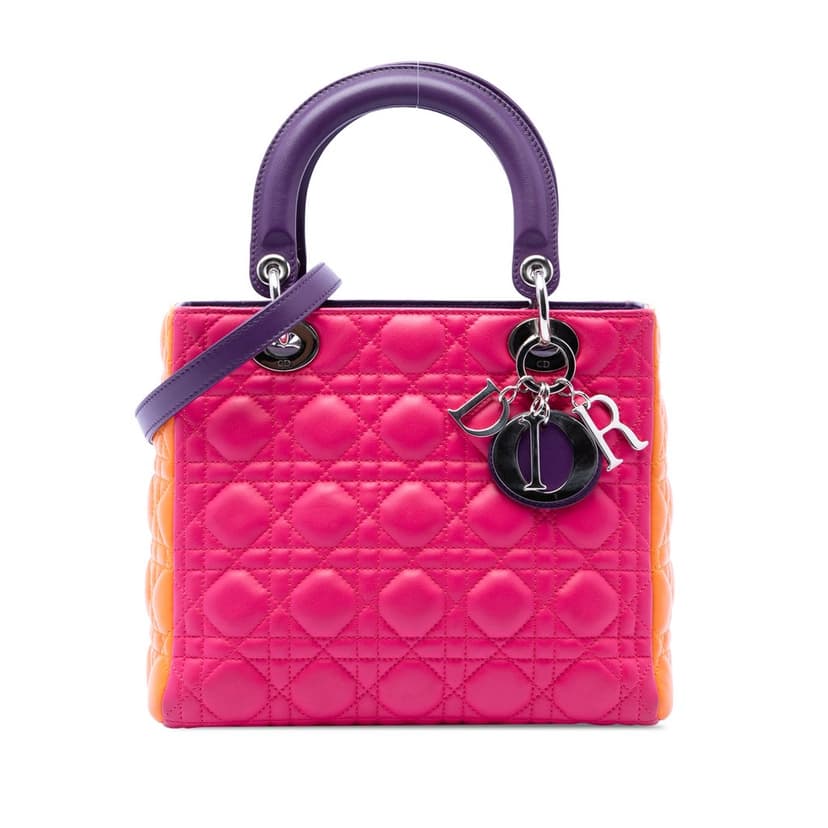 Dior Medium Tricolor Lambskin Cannage Lady Dior
