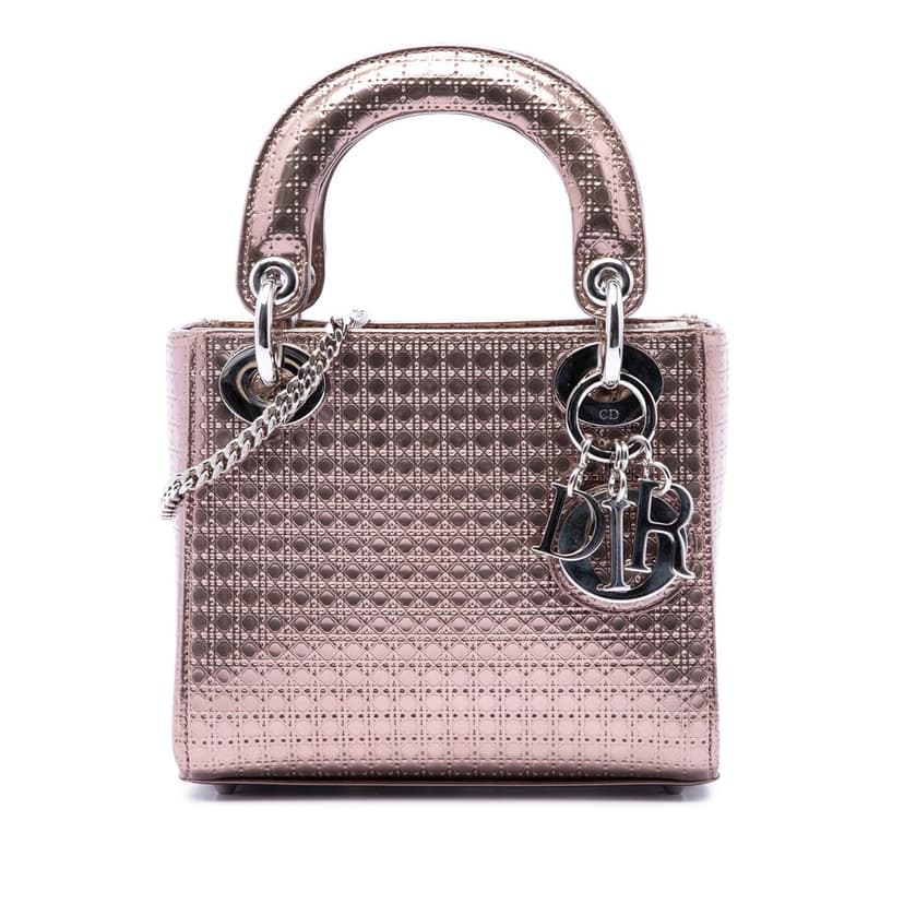 Dior Mini Metallic Patent Microcannage Lady Dior