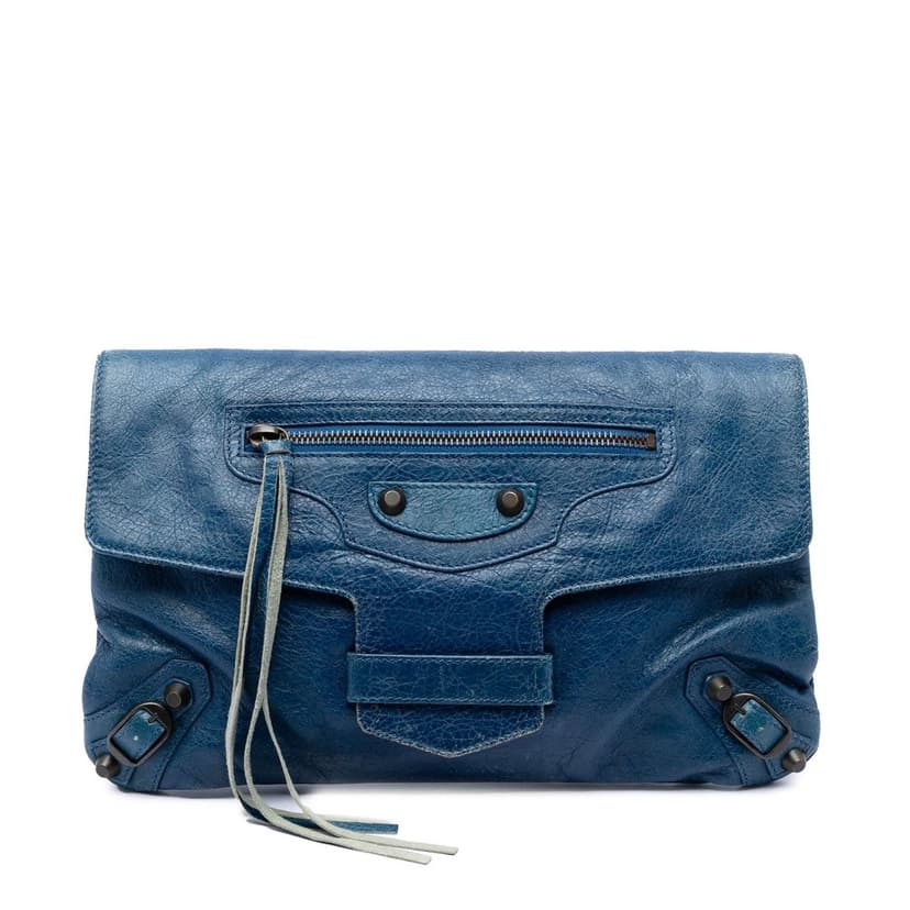 Balenciaga Lambskin Motocross Classic Envelope Clutch