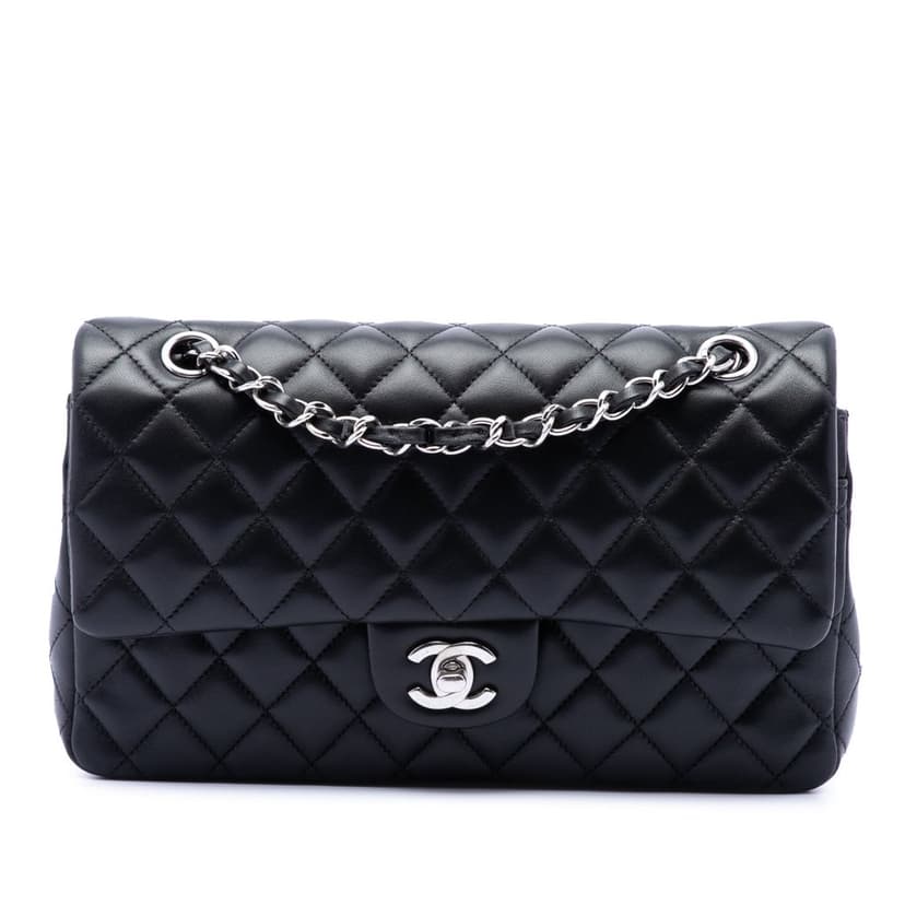 Chanel حقيبة كلاسيكية متوسطة الحجم من جلد الخروف ذات غطاء مزدوج