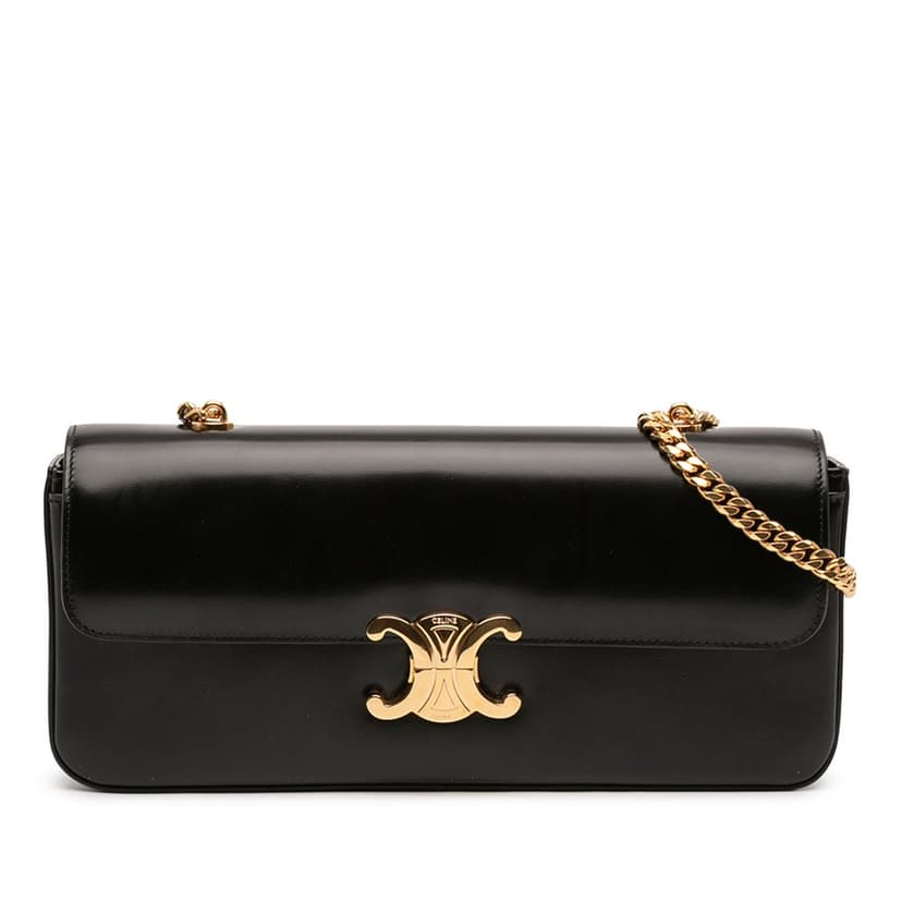 Celine Shiny Calfskin Triomphe Chain Shoulder Bag