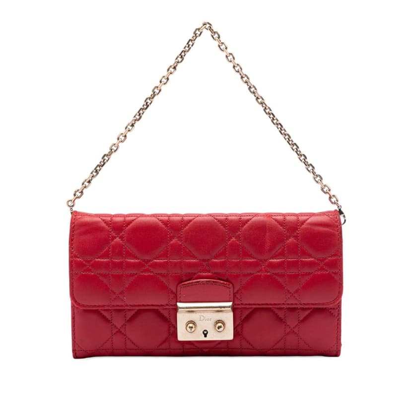 Dior Lambskin Cannage Miss Dior Promenade Wallet on Chain