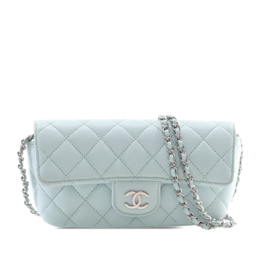 Chanel CC Quilted Caviar Glasses Case on Chain