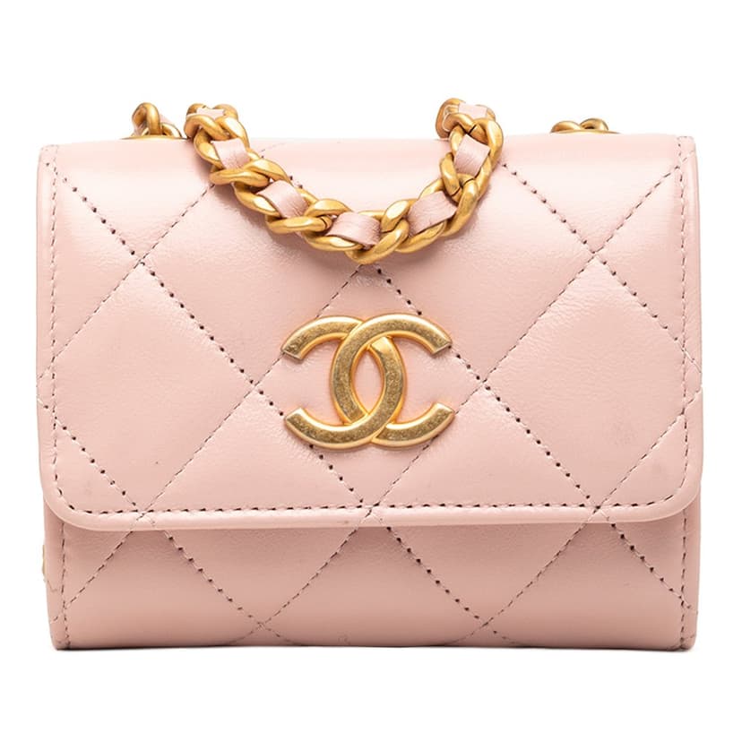 Chanel CC Quilted Lambskin Medallion Clutch With Chain