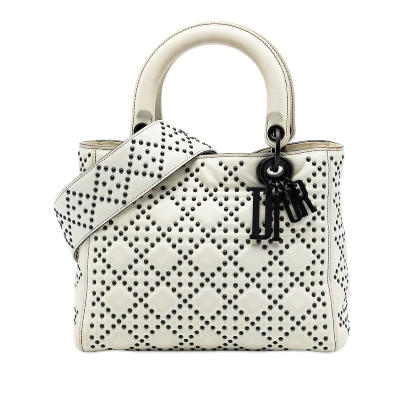Dior Medium Lambskin Cannage Studded Supple Lady Dior