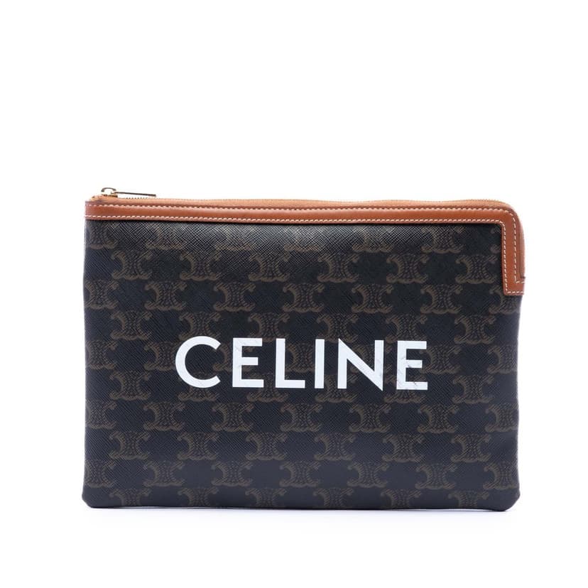 Celine Small Triomphe Coated Canvas Clutch