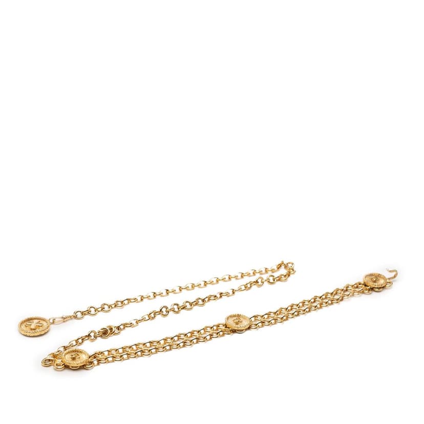 Chanel CC Gold Plated Clover Medallion Chain Belt