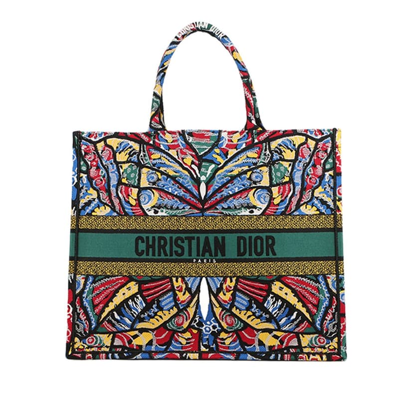 Dior Large Embroidered Canvas Butterfly Book Tote