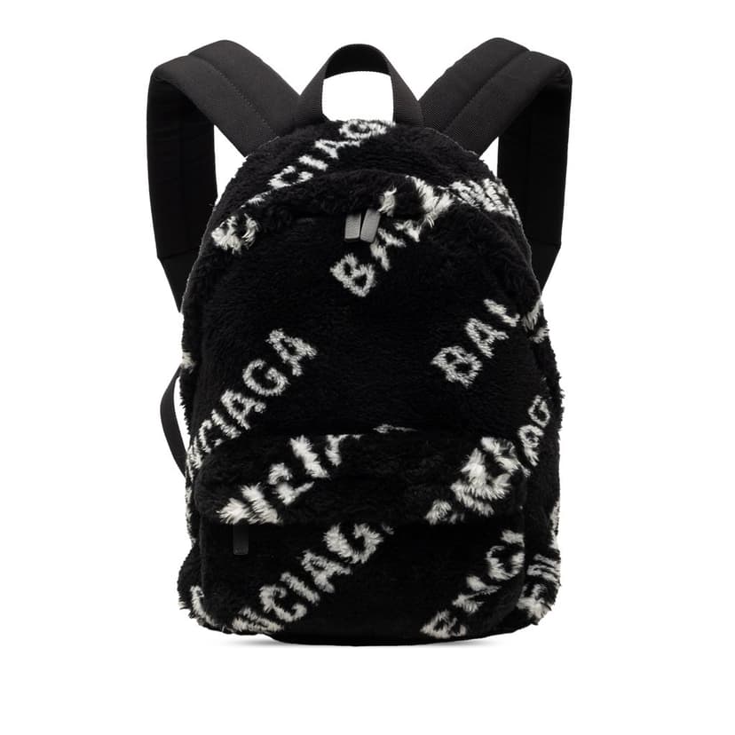 Balenciaga Small Faux Fur Diagonal Logo Everyday Backpack