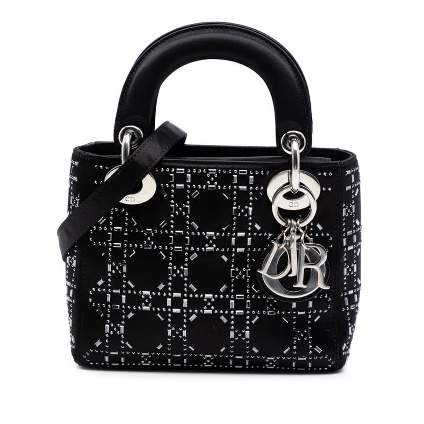 Dior Mini Satin Cannage Strass Crystal Embellished Lady Dior