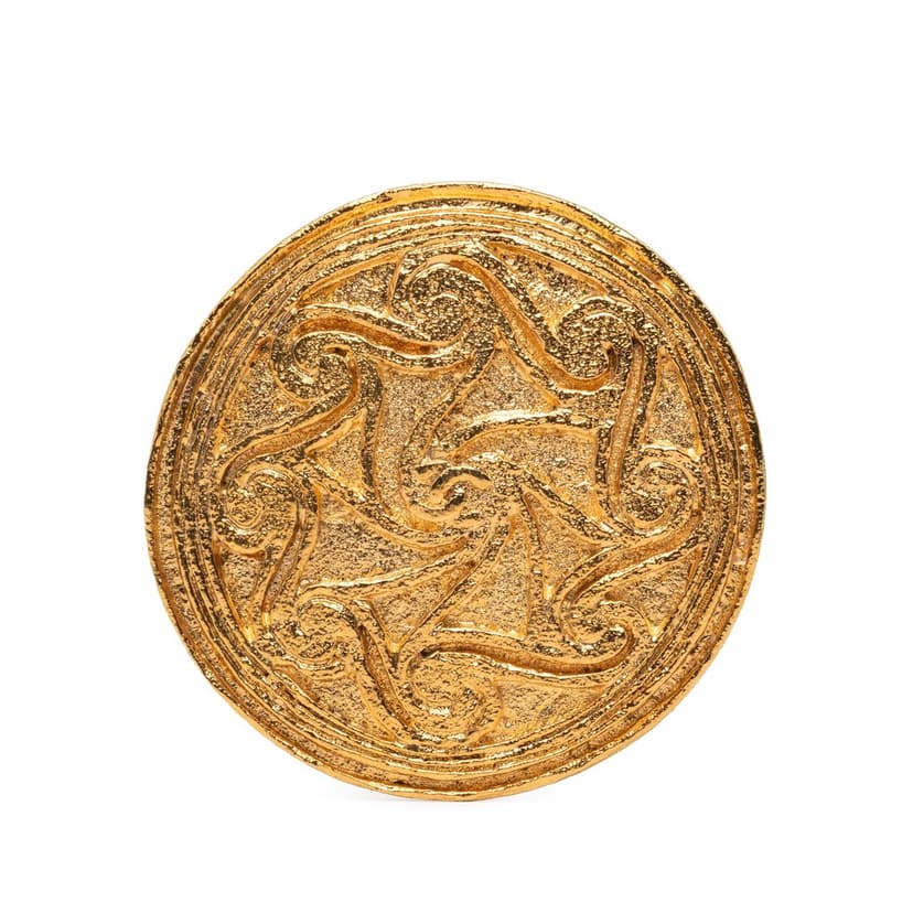 Chanel CC Gold Plated Swirl Medallion Brooch