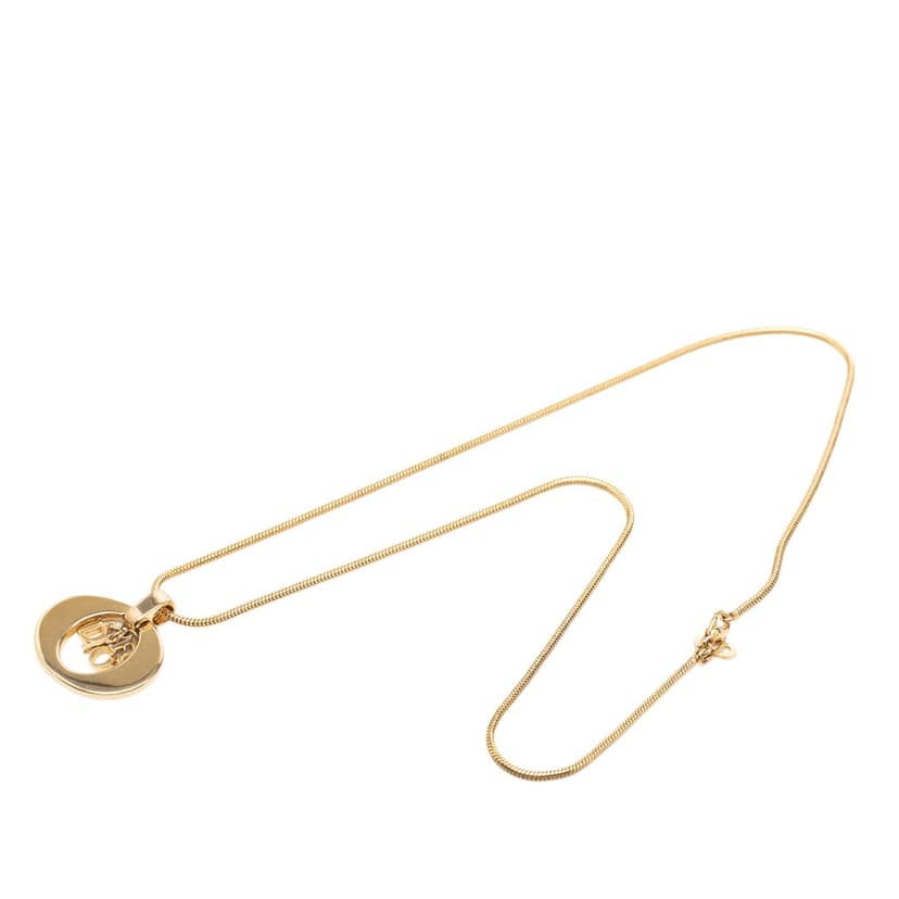 Dior Gold Plated CD Logo Pendant Necklace