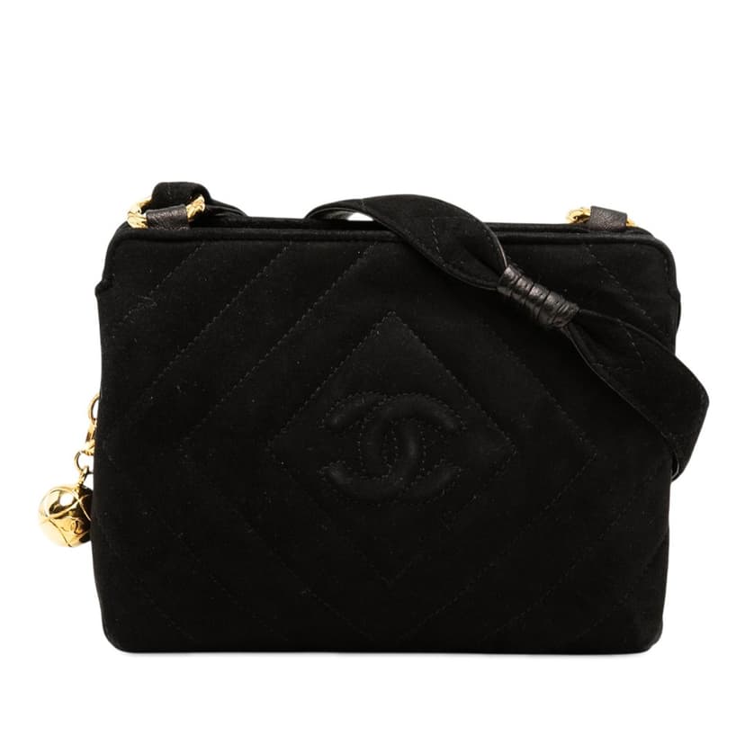 Chanel CC Diamond Quilted Suede Crossbody