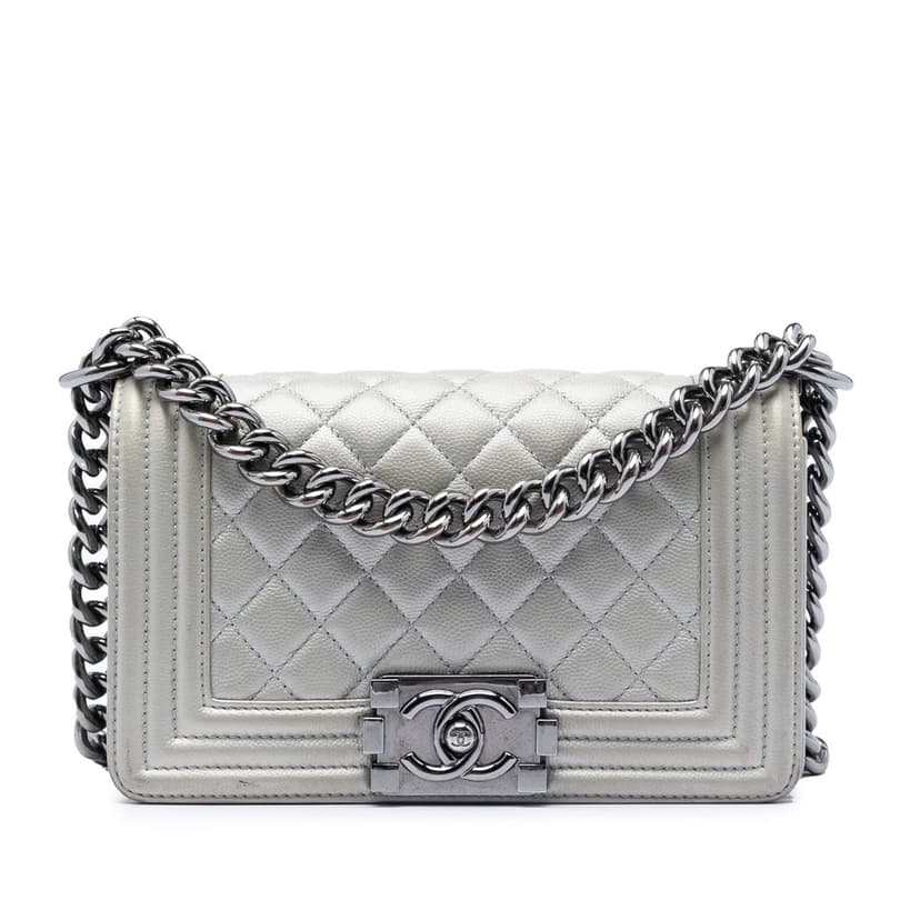 Chanel Small Quilted Metallic Caviar Boy Flap