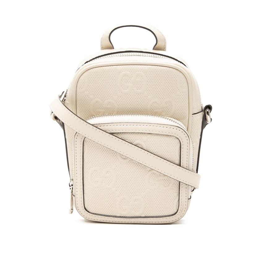 Gucci Mini GG Embossed Perforated Calfskin Satchel