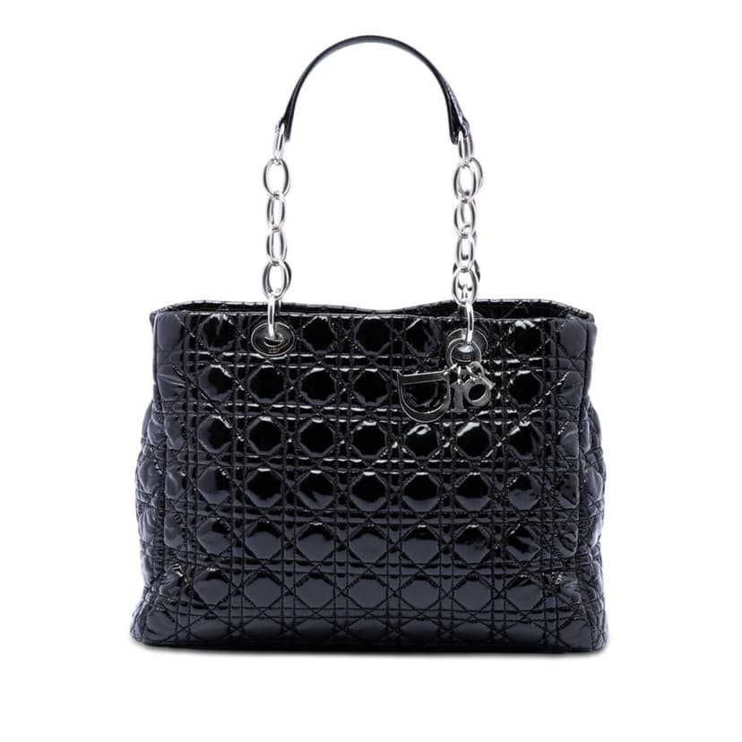 Dior Large Patent Cannage Lady Dior Soft Shopping Tote