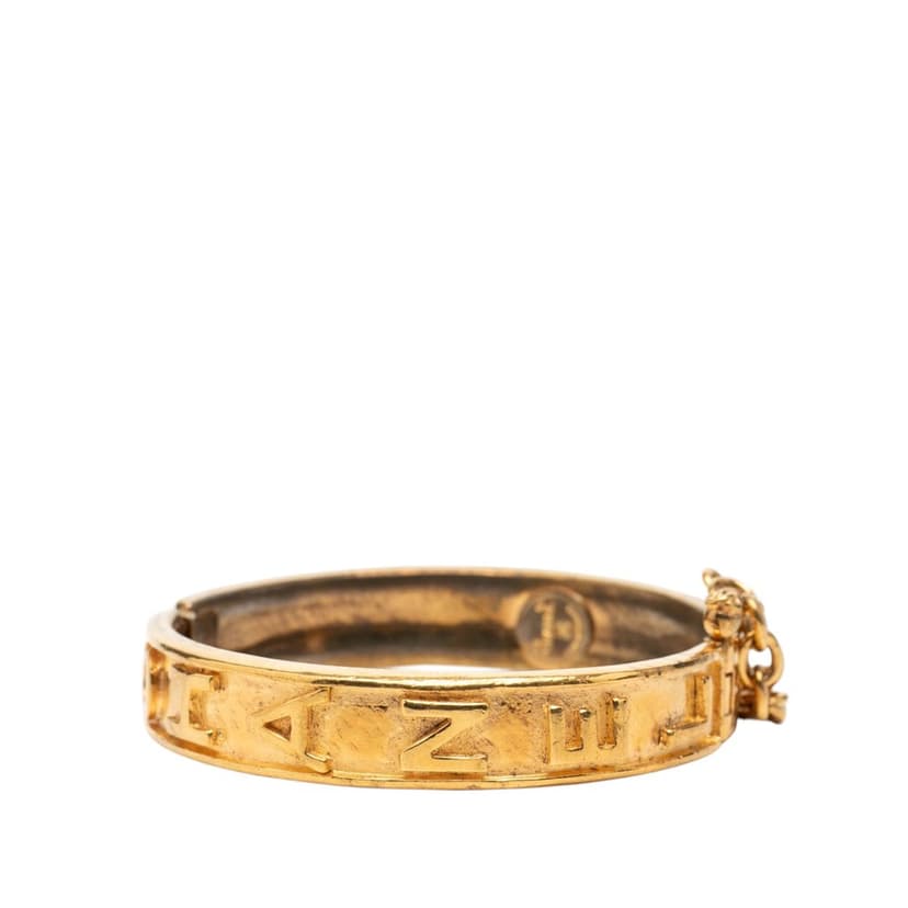 Chanel Gold Plated Logo Bangle Bracelet