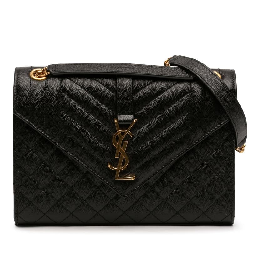 Saint Laurent Medium Grain De Poudre Triquilt Monogram Envelope Bag