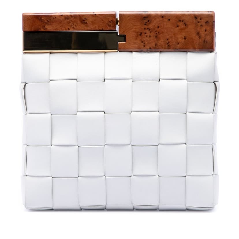 Bottega Veneta Lambskin Maxi Intrecciato The Snap Clutch