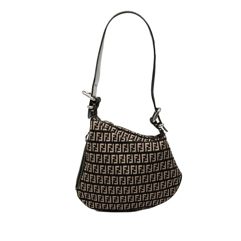 Fendi Zucchino Canvas Oyster Shoulder Bag