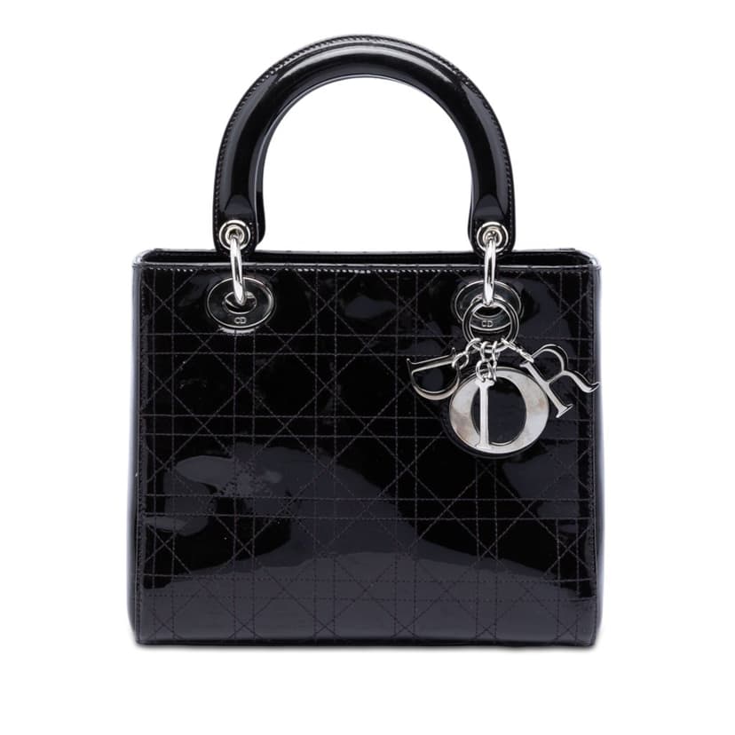 Dior Medium Patent Cannage Stitched Lady Dior