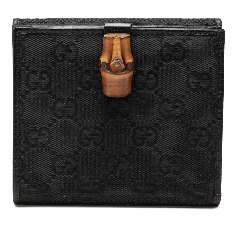 Gucci GG Canvas and Leather Bamboo Compact Wallet