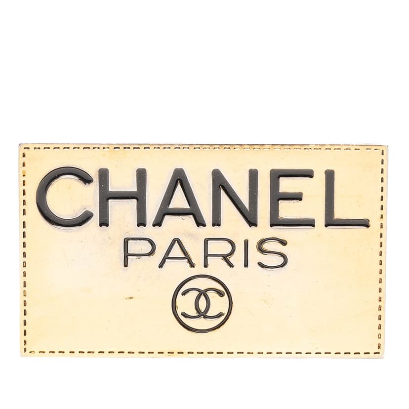 Chanel بروش مطلي بالذهب على شكل حرف CC