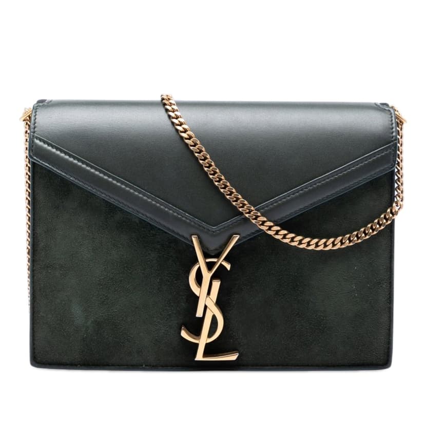 Saint Laurent Suede and Calfskin Monogram Cassandra Clasp Bag