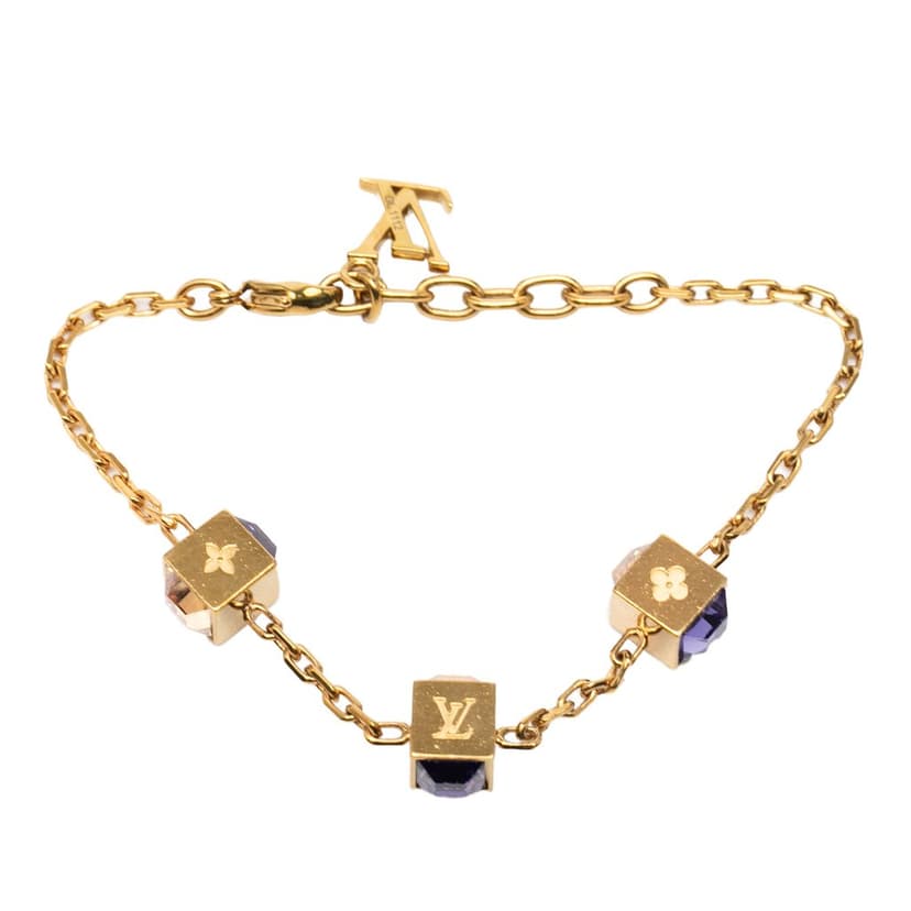 Louis Vuitton Gold Plated Gamble Crystal Bracelet