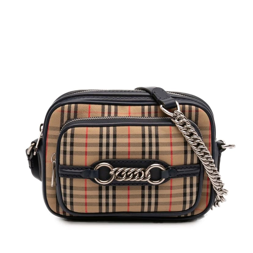 Burberry 1983 Knight Check Canvas and Calfskin Link Camera Bag