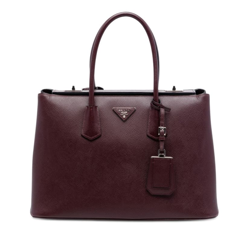 Prada Saffiano Cuir Turnlock Twin Satchel