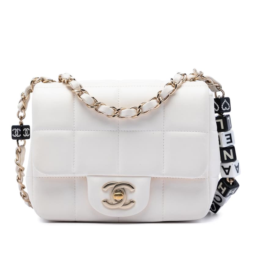Chanel Mini Quilted Lambskin Resin Crystal Square Monacoco Flap