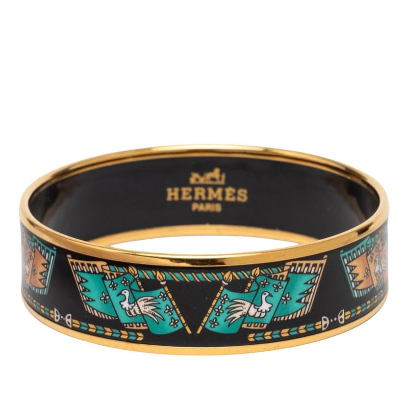 Hermès Wide Printed Enamel Bangle 65