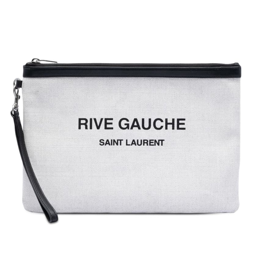 Saint Laurent Canvas Rive Gauche Wristlet Clutch