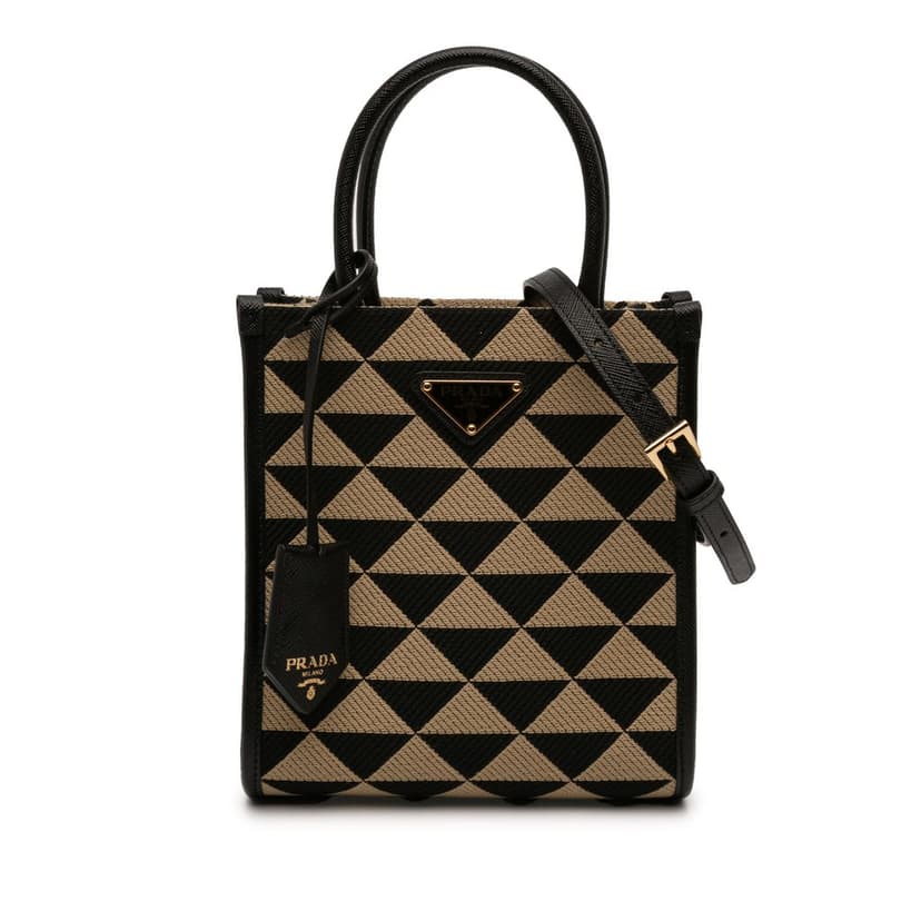 Prada Mini Embroidered Jacquard Symbole Triangolo Satchel